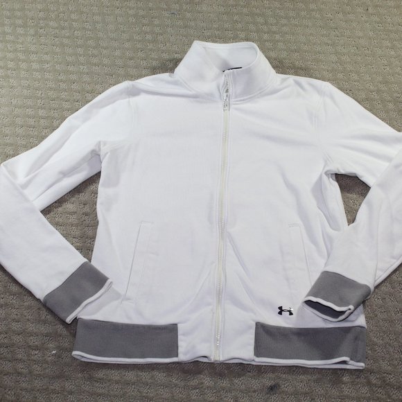 Under Armour Size M White French Terry Zip Up Jacket - Picture 1 of 4